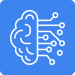 Icono de inteligencia artificial. Presentación de un cerebro y tecnología.